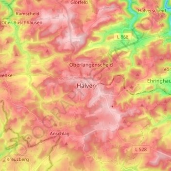 Carte topographique Halver, altitude, relief