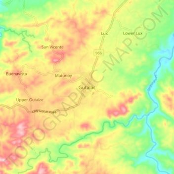 Carte topographique Gutalac, altitude, relief