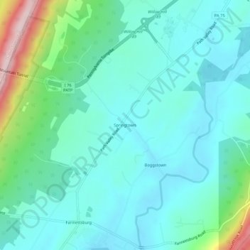 Carte topographique Springtown, altitude, relief