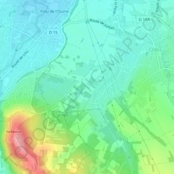 Carte topographique Buela, altitude, relief