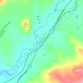 Carte topographique Glen Aplin, altitude, relief