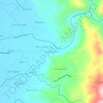 Carte topographique Valderrama, altitude, relief