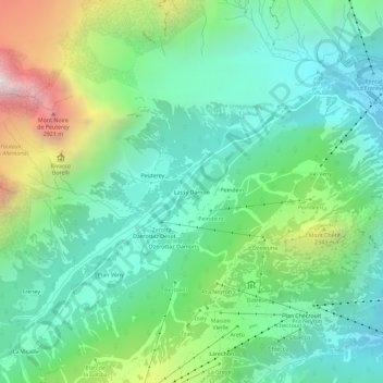Carte topographique Lassy Damon, altitude, relief