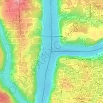 Carte topographique Tríplice Fronteira, altitude, relief