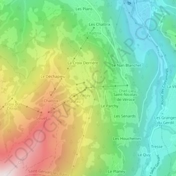 Carte topographique Plateau de la Croix, altitude, relief