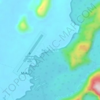 Carte topographique Batu Bungan, altitude, relief