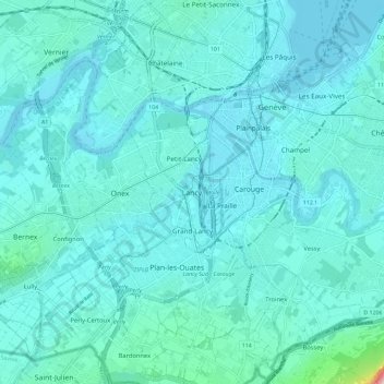 Carte topographique Lancy, altitude, relief