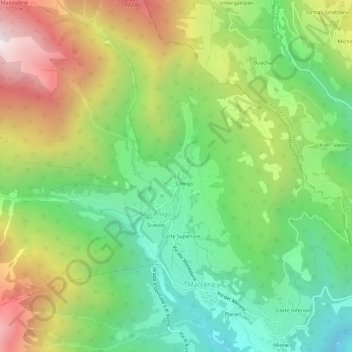 Carte topographique Lanza, altitude, relief
