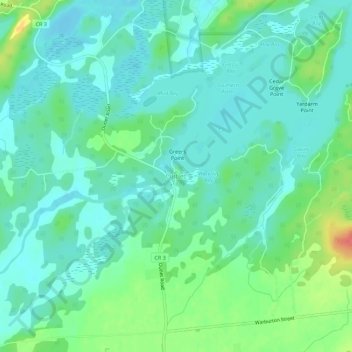 Carte topographique Outlet, altitude, relief