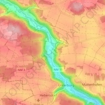 Carte topographique Staadorf, altitude, relief