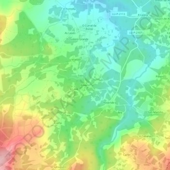 Carte topographique Anxeriz, altitude, relief