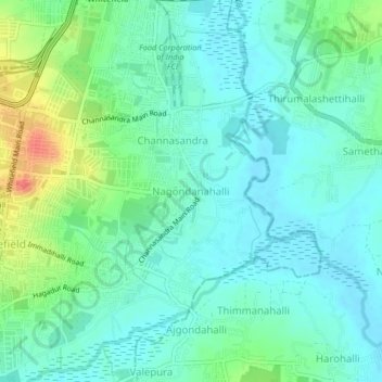 Carte topographique Nagondanahalli, altitude, relief