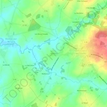 Carte topographique Les Bras, altitude, relief