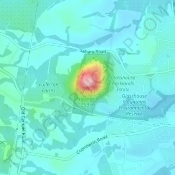 Carte topographique Mount Ngungun, altitude, relief