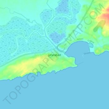 Carte topographique Jafarabad, altitude, relief