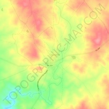 Carte topographique Calzadilla, altitude, relief