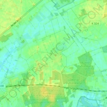 Carte topographique Lodbergen, altitude, relief
