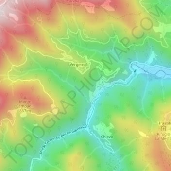 Carte topographique Mereto, altitude, relief