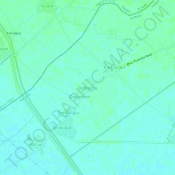 Carte topographique Bidhanga, altitude, relief