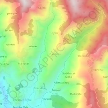 Carte topographique Dumlot, altitude, relief