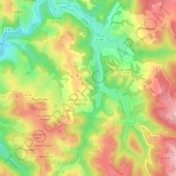 Carte topographique Le Bourg, altitude, relief