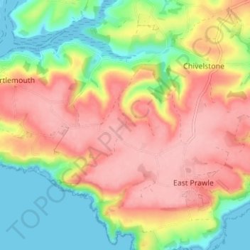 Carte topographique West Prawle, altitude, relief