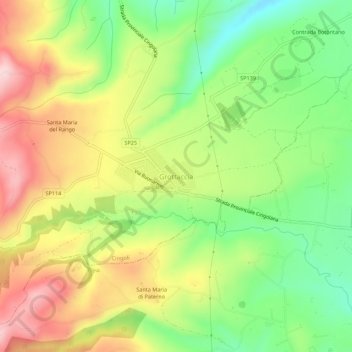 Carte topographique Grottaccia, altitude, relief