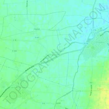 Carte topographique Puy Chany, altitude, relief