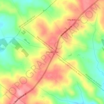 Carte topographique Villa Armonia, altitude, relief