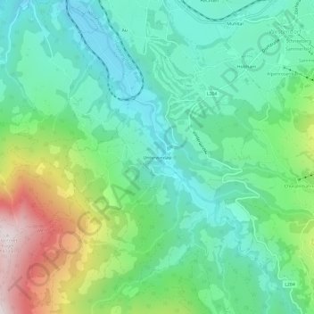 Carte topographique Unterwindau, altitude, relief
