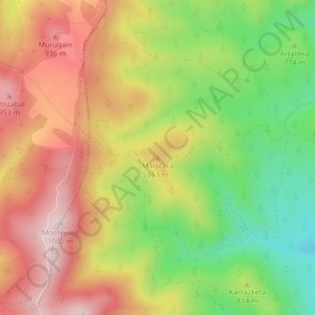 Carte topographique Malacara, altitude, relief