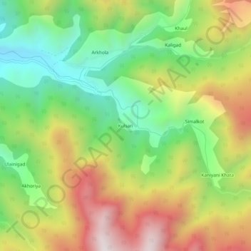 Carte topographique Kulsari, altitude, relief