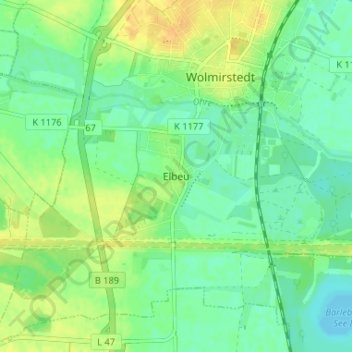 Carte topographique Elbeu, altitude, relief