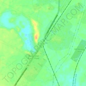 Carte topographique Ewekoro, altitude, relief