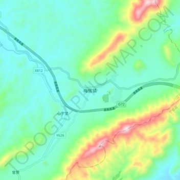 Carte topographique Meijiao, altitude, relief