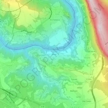 Carte topographique Bange, altitude, relief