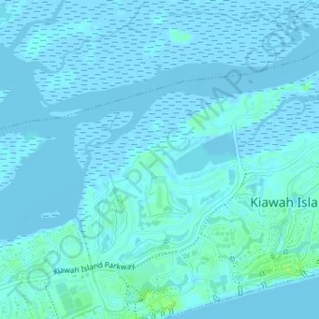 Carte topographique Kiawah Island Bass Pond D-3047 Dam, altitude, relief
