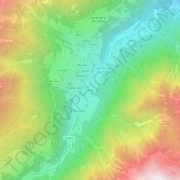 Carte topographique Gluder, altitude, relief