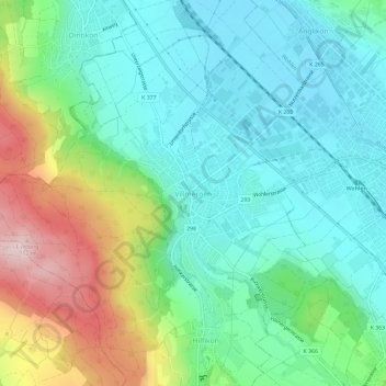 Carte topographique Villmergen, altitude, relief