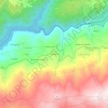 Carte topographique Choqueira, altitude, relief