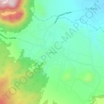 Carte topographique Cuanajo, altitude, relief