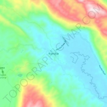 Carte topographique Koroba, altitude, relief