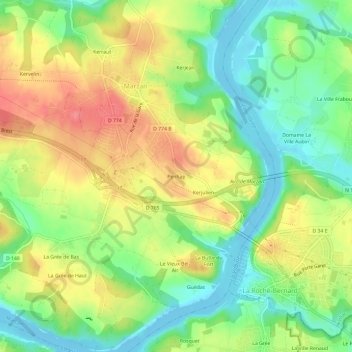 Carte topographique Penhap, altitude, relief