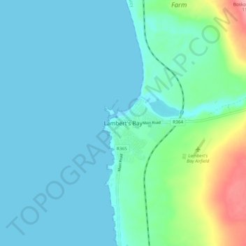Carte topographique Lambert's Bay, altitude, relief