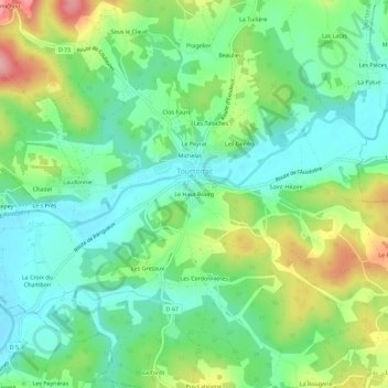 Carte topographique Le Haut Bourg, altitude, relief
