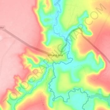 Carte topographique Mbankana, altitude, relief