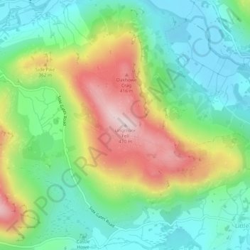 Carte topographique Lingmoor Fell, altitude, relief