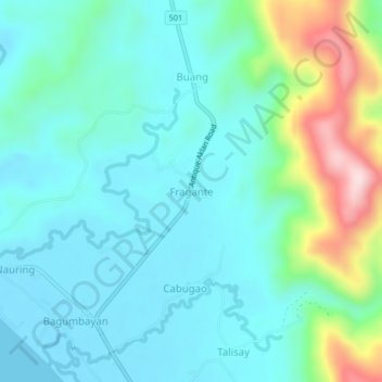 Carte topographique Fragante, altitude, relief