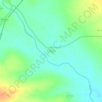 Carte topographique Tundra, altitude, relief