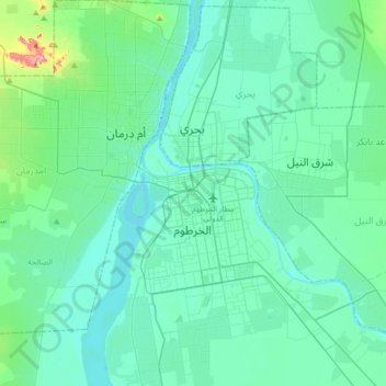 Carte topographique Khartoum, altitude, relief